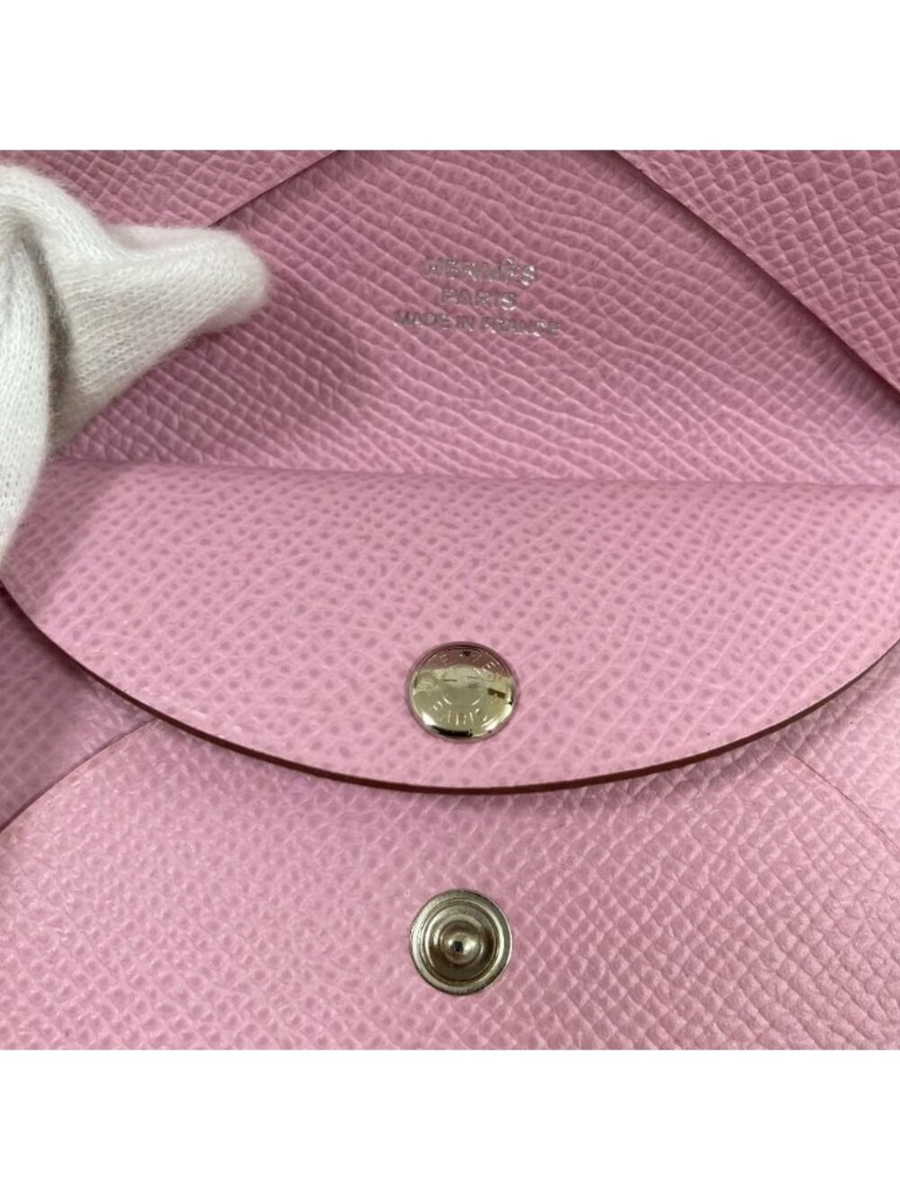 Hermes Calvi Duo Veau Epsom Card Case Coin Mauve Sylvestre - Picture 8 of 10